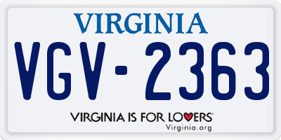 VA license plate VGV2363