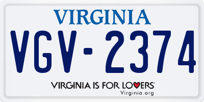 VA license plate VGV2374