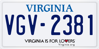 VA license plate VGV2381
