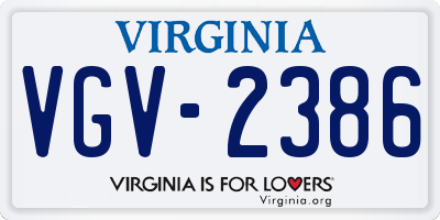 VA license plate VGV2386