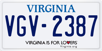 VA license plate VGV2387