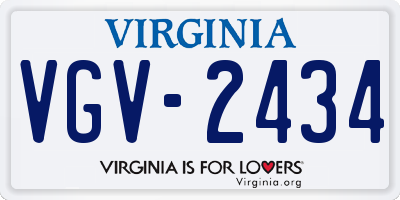 VA license plate VGV2434