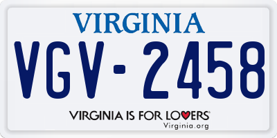 VA license plate VGV2458