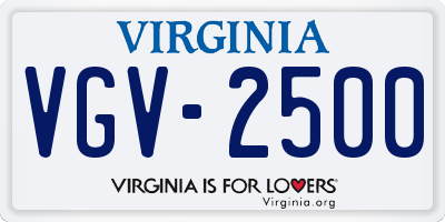 VA license plate VGV2500