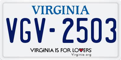 VA license plate VGV2503
