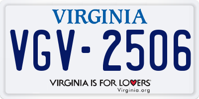 VA license plate VGV2506