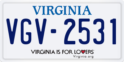 VA license plate VGV2531
