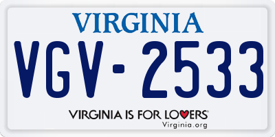 VA license plate VGV2533