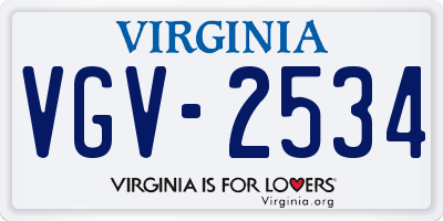 VA license plate VGV2534