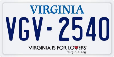 VA license plate VGV2540
