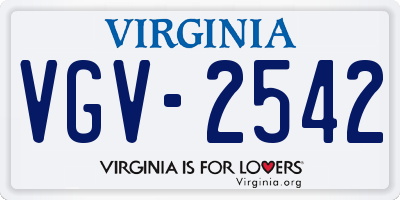 VA license plate VGV2542
