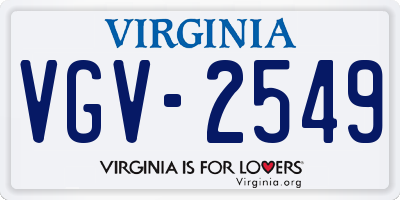 VA license plate VGV2549