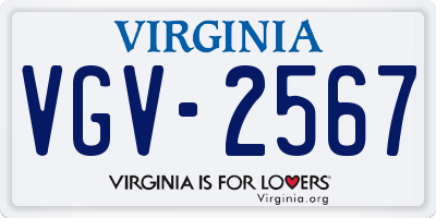 VA license plate VGV2567