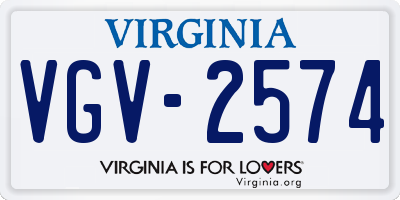 VA license plate VGV2574