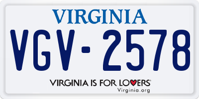 VA license plate VGV2578
