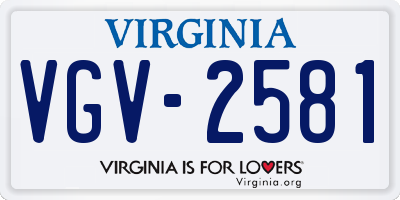 VA license plate VGV2581