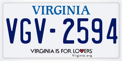 VA license plate VGV2594