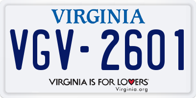 VA license plate VGV2601