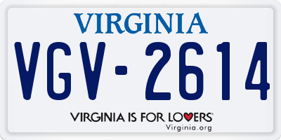 VA license plate VGV2614