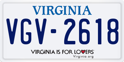 VA license plate VGV2618