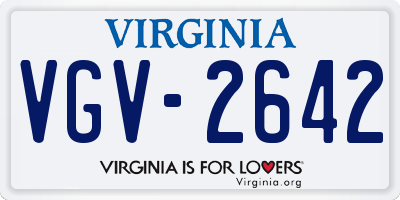 VA license plate VGV2642