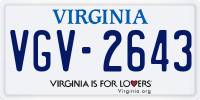 VA license plate VGV2643