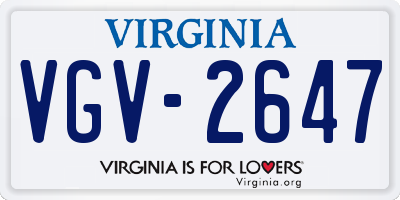VA license plate VGV2647