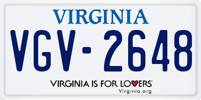 VA license plate VGV2648