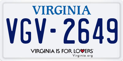 VA license plate VGV2649