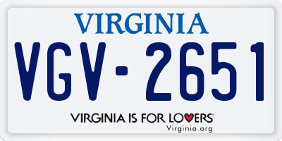 VA license plate VGV2651