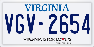 VA license plate VGV2654