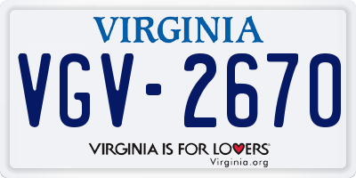 VA license plate VGV2670