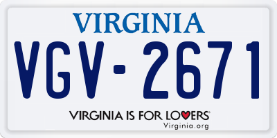 VA license plate VGV2671