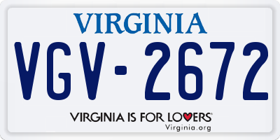 VA license plate VGV2672