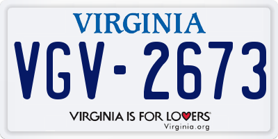 VA license plate VGV2673