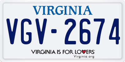 VA license plate VGV2674