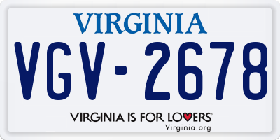 VA license plate VGV2678