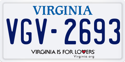 VA license plate VGV2693
