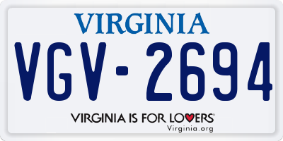VA license plate VGV2694
