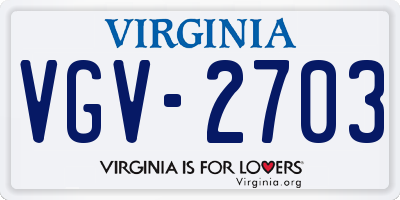 VA license plate VGV2703