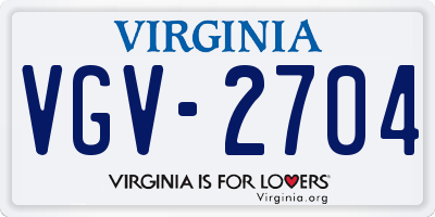 VA license plate VGV2704
