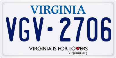 VA license plate VGV2706
