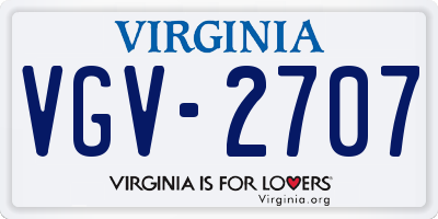 VA license plate VGV2707