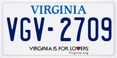VA license plate VGV2709