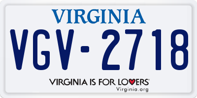 VA license plate VGV2718