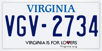 VA license plate VGV2734
