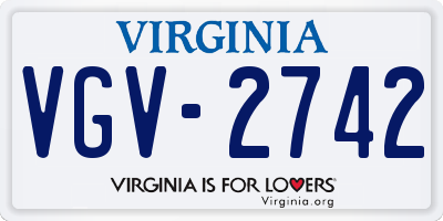 VA license plate VGV2742