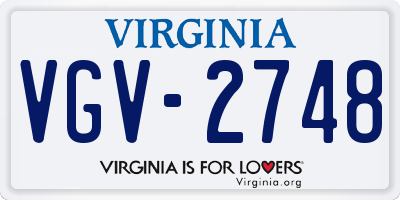 VA license plate VGV2748