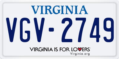 VA license plate VGV2749