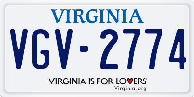 VA license plate VGV2774